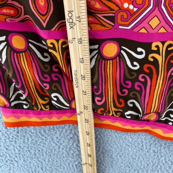 Chicos Top Womens 1 US Medium Orange Pink Zanzibar One Shoulder Side Tie Blouse* - Picture 9 of 10